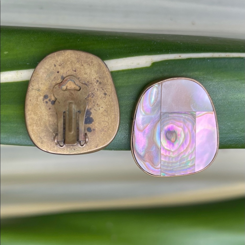 Abalone vintage clip earrings - Picture 5 of 6